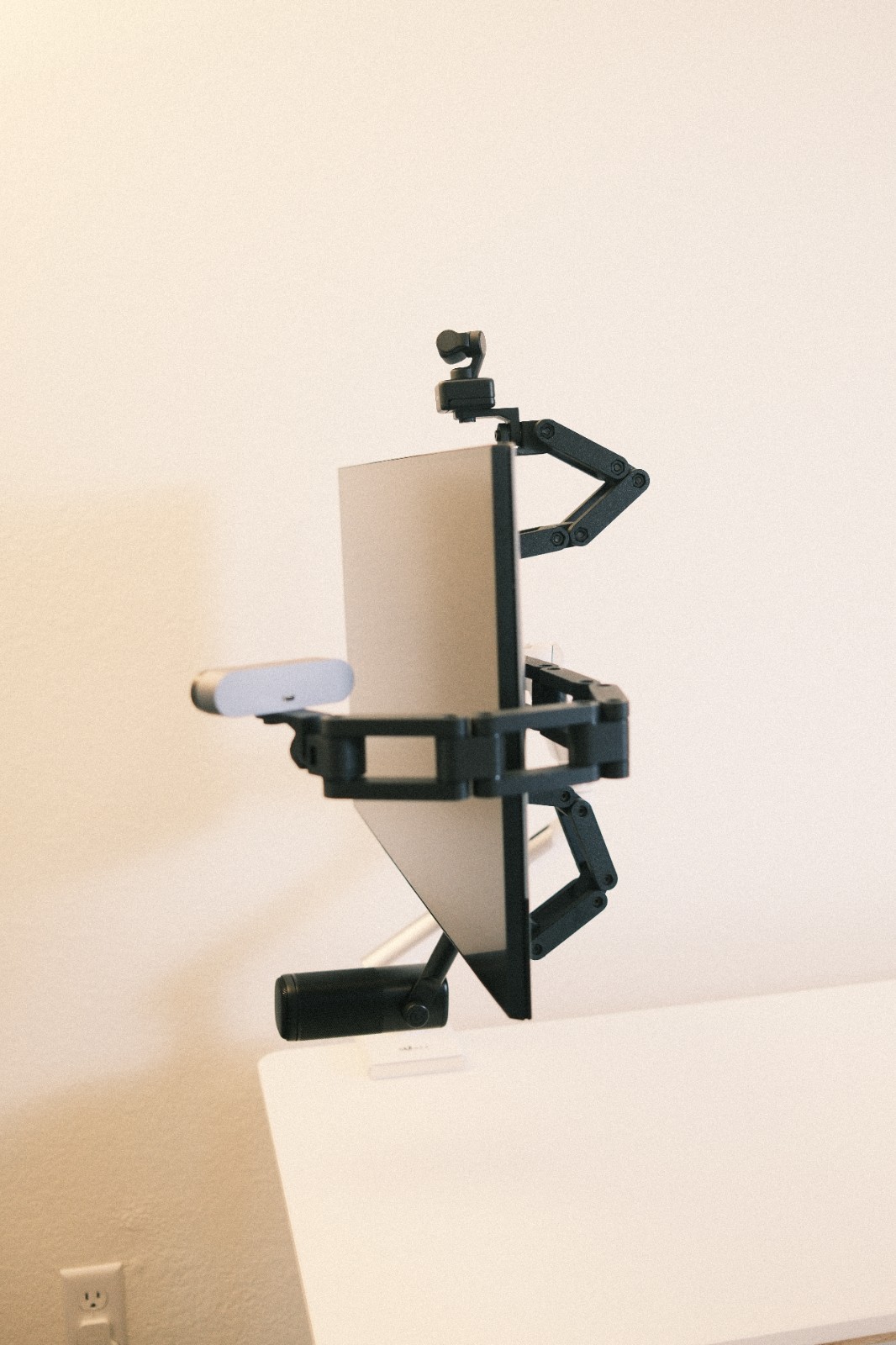 Monitor-Mounted Arm for Webcam, Light, Mic | VESA + 3M | Folds Flat | Calibra Li