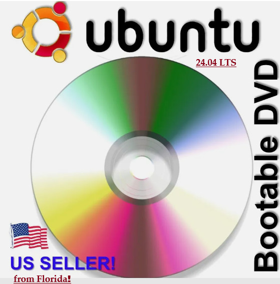 Ubuntu Linux 24.04.1 BOOTABLE Install DVD FLORIDA SELLER - SEPT 2024 NEW UPDATE