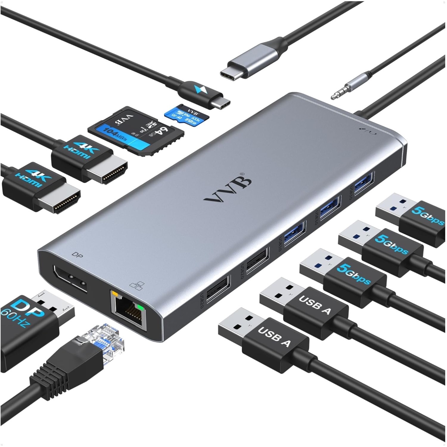 Multiport USB C Hub: 4K HDMI, Ethernet, and 100W Power for Efficient Workspaces