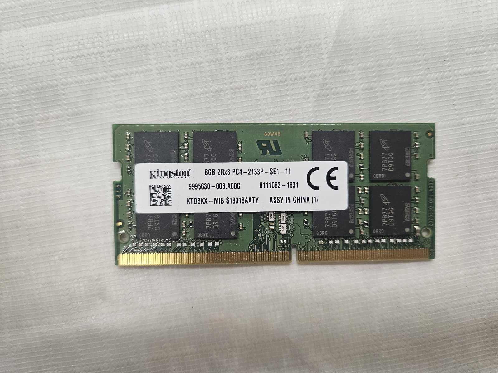 Kingston 8GB (1x8GB) PC4-2133P DDR4 SODIMM Laptop RAM