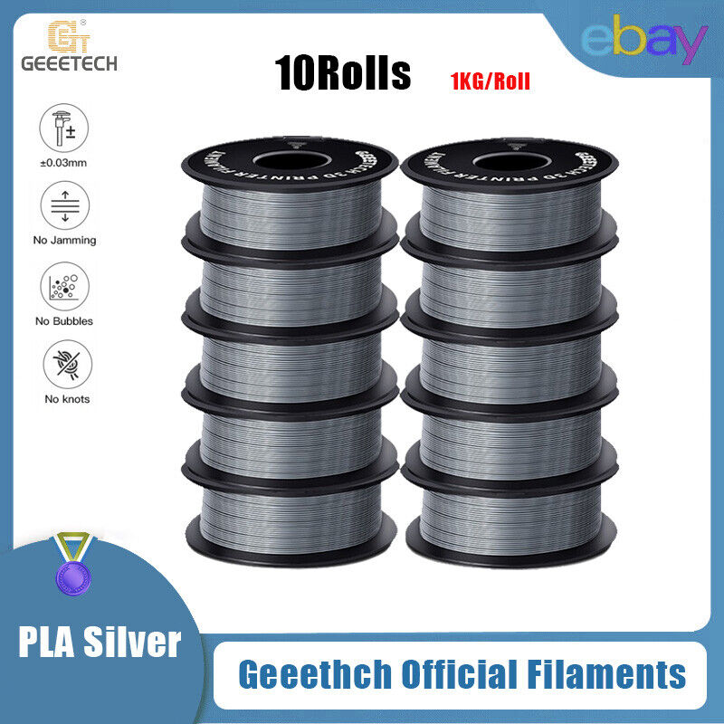 10 Rolls 1kg/roll Geeetech PLA Filament Silver 1.75mm FDM 3D Printer Consumables