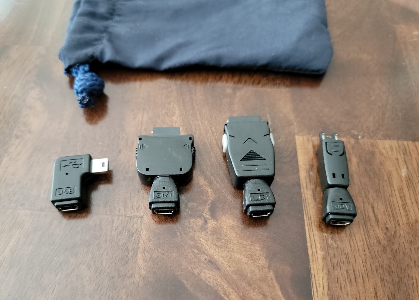 Set of 4 - USB 2.0 Mini-B 5-Pin Adapters (90 deg angle, LG1, SM1, & MOV)