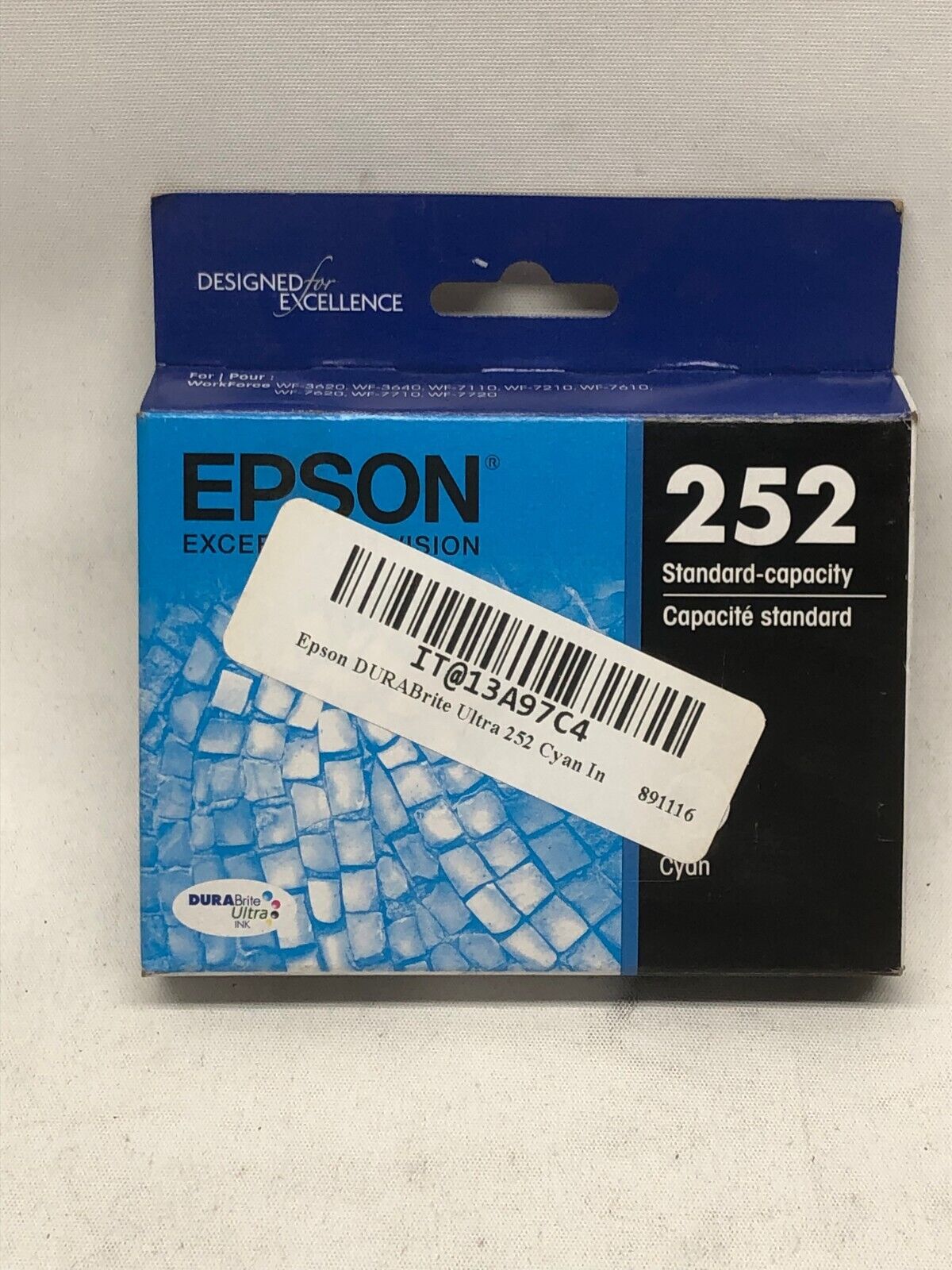 New Sealed EPSON C 252 Cyan/Blue Genuine OEM High Capacity Cartridge Ink New