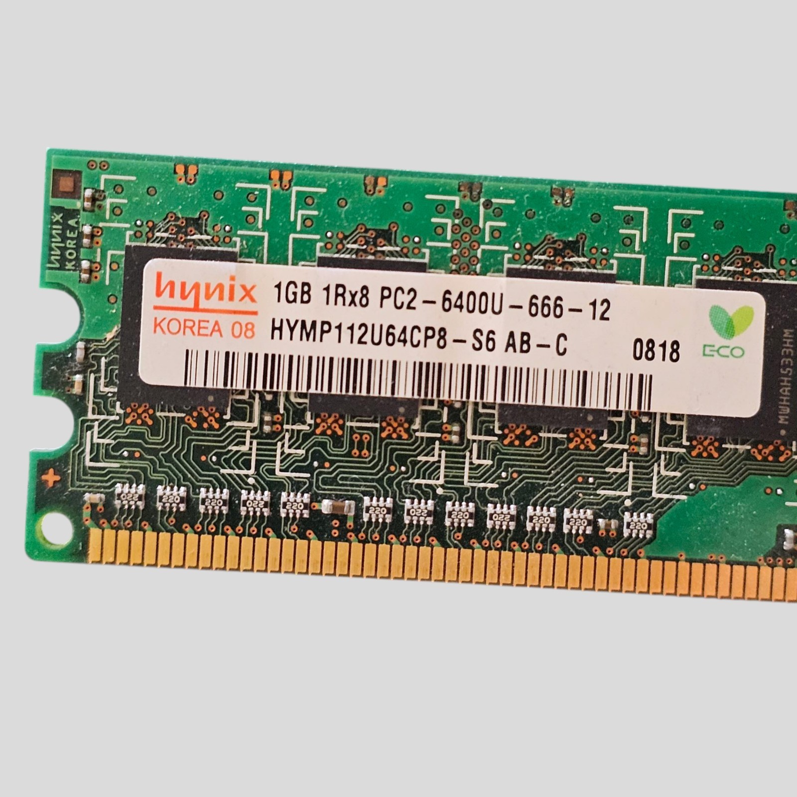 Hynix Memory 1GB 1Rx8 PC2-6400U-666-12KOREA 08 HYMP112U64CP8-S6 AB-C
