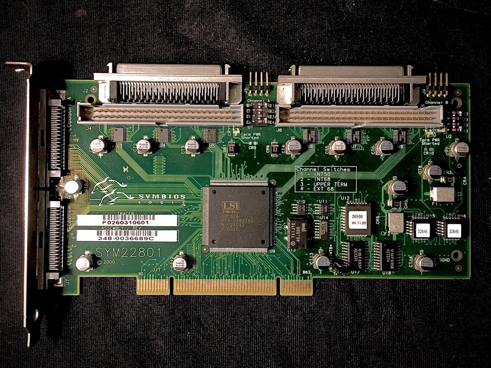 Logic Symbios SYM22801 Dual Bus SCSI Controller PCI Card