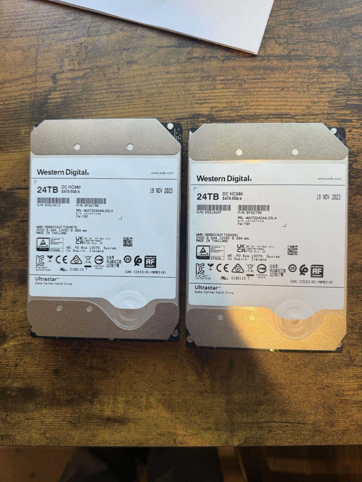 WD Ultrastar DC HC580 24TB WUH722424ALE6L4 7200RPM SATA 3.5" HDD - 0 Hours