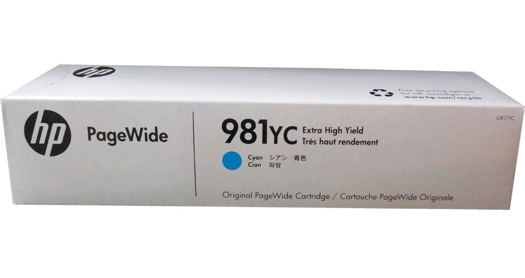 Genuine HP 981YC Cyan L0R17YC PageWide Extra High Yield Ink Cartridge New Sealed