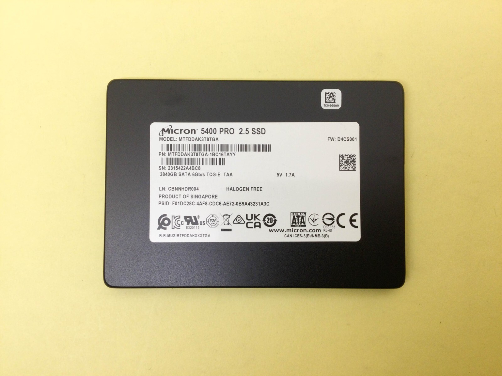 Micron 5400 PRO 3.84TB SATA 6Gb/s 2.5in SSD MTFDDAK3T8TGA