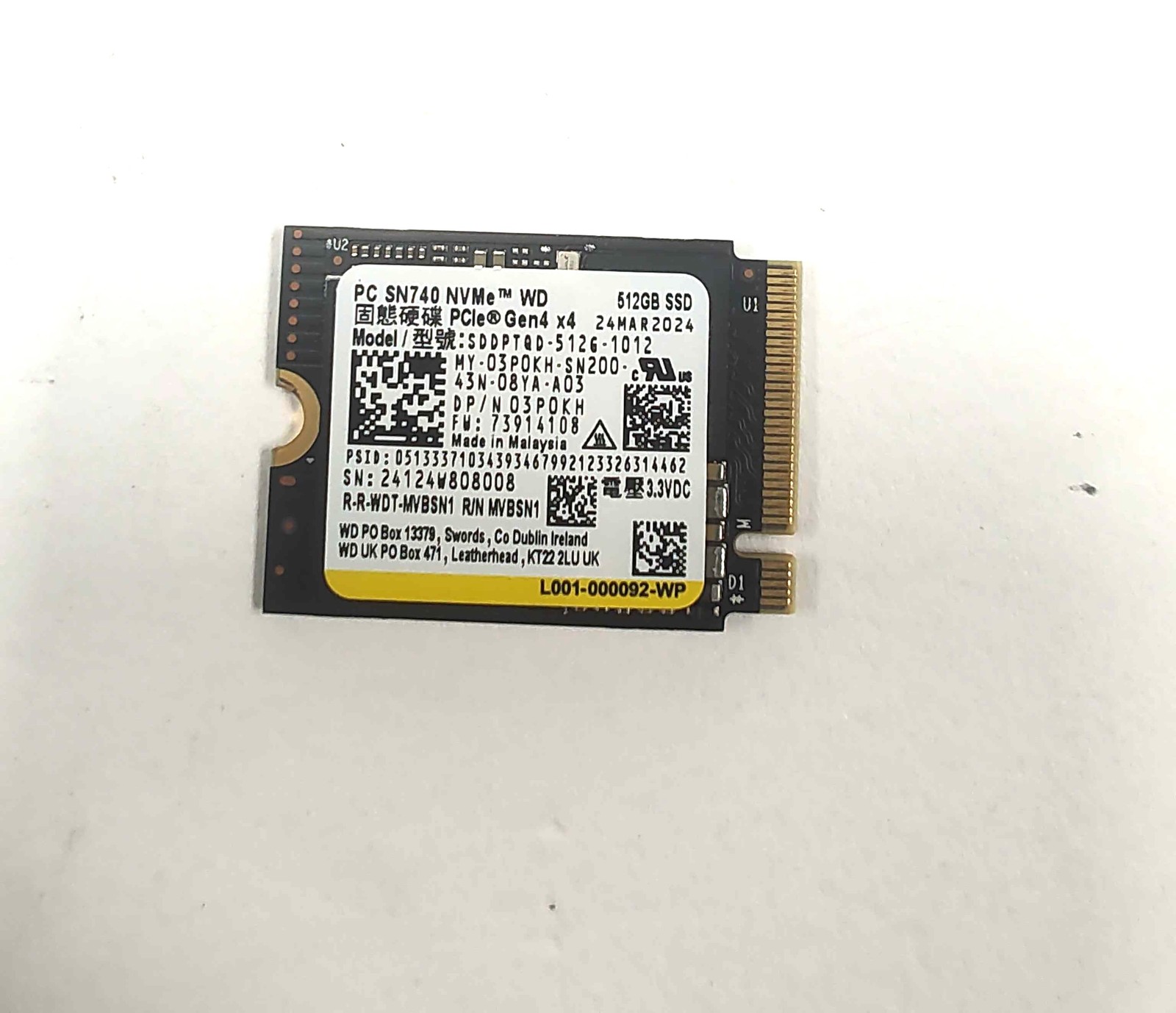 Solid State Drive Dell 3P0KH (Western Digital SDDPTQD-512G-1012) Solid State
