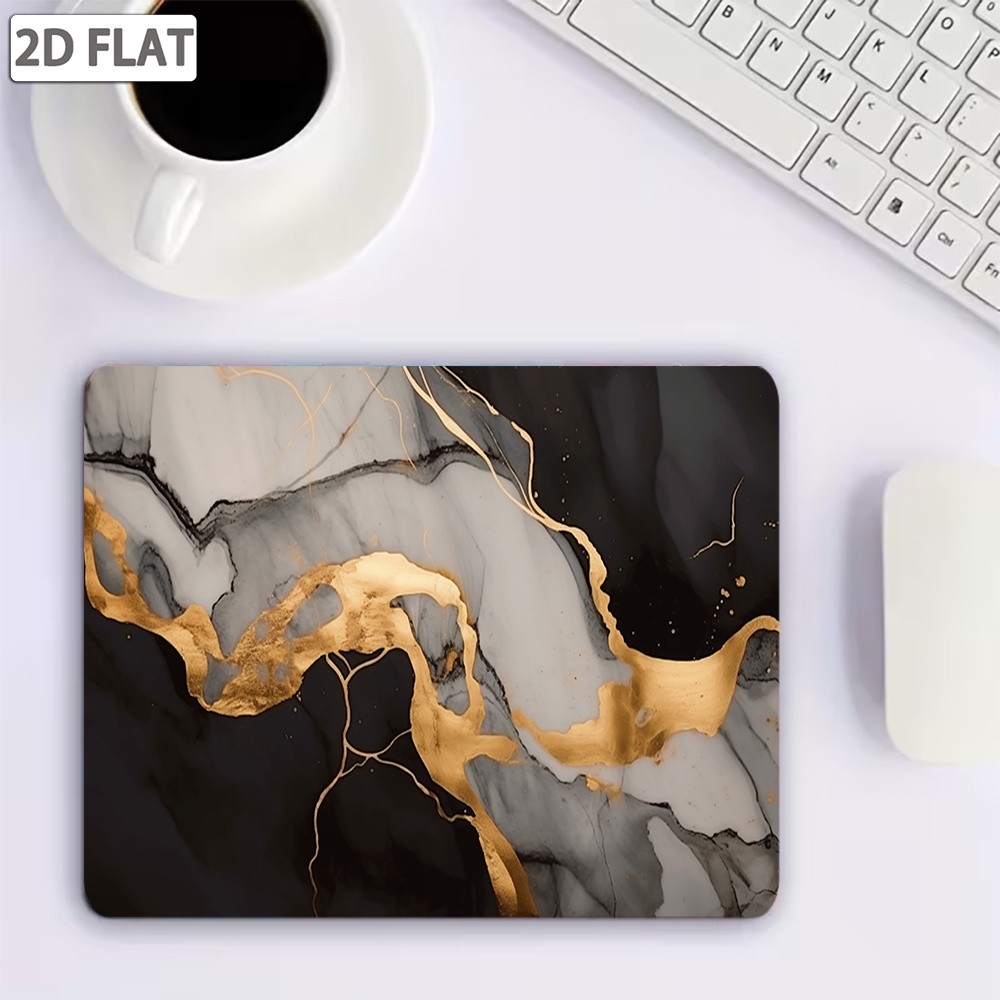 1pc, 2D Luxury Black Golden Marble Texture Mouse Pad, Extra Large Thickened No