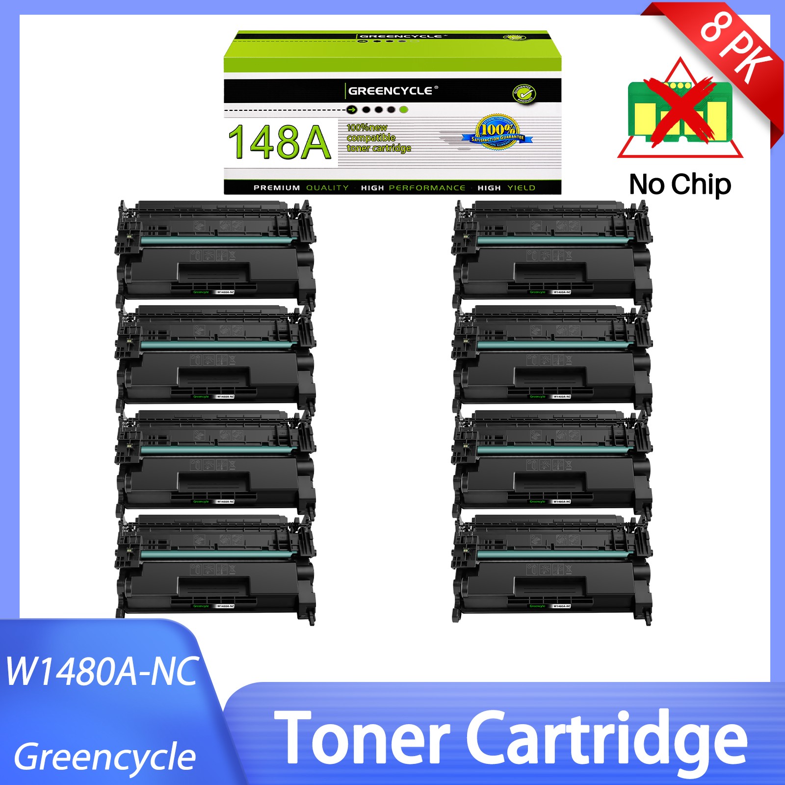 8PK 148A W1480A Toner NO Chip for HP LaserJet Pro 4001dwe 4001ne MFP 4101fdne