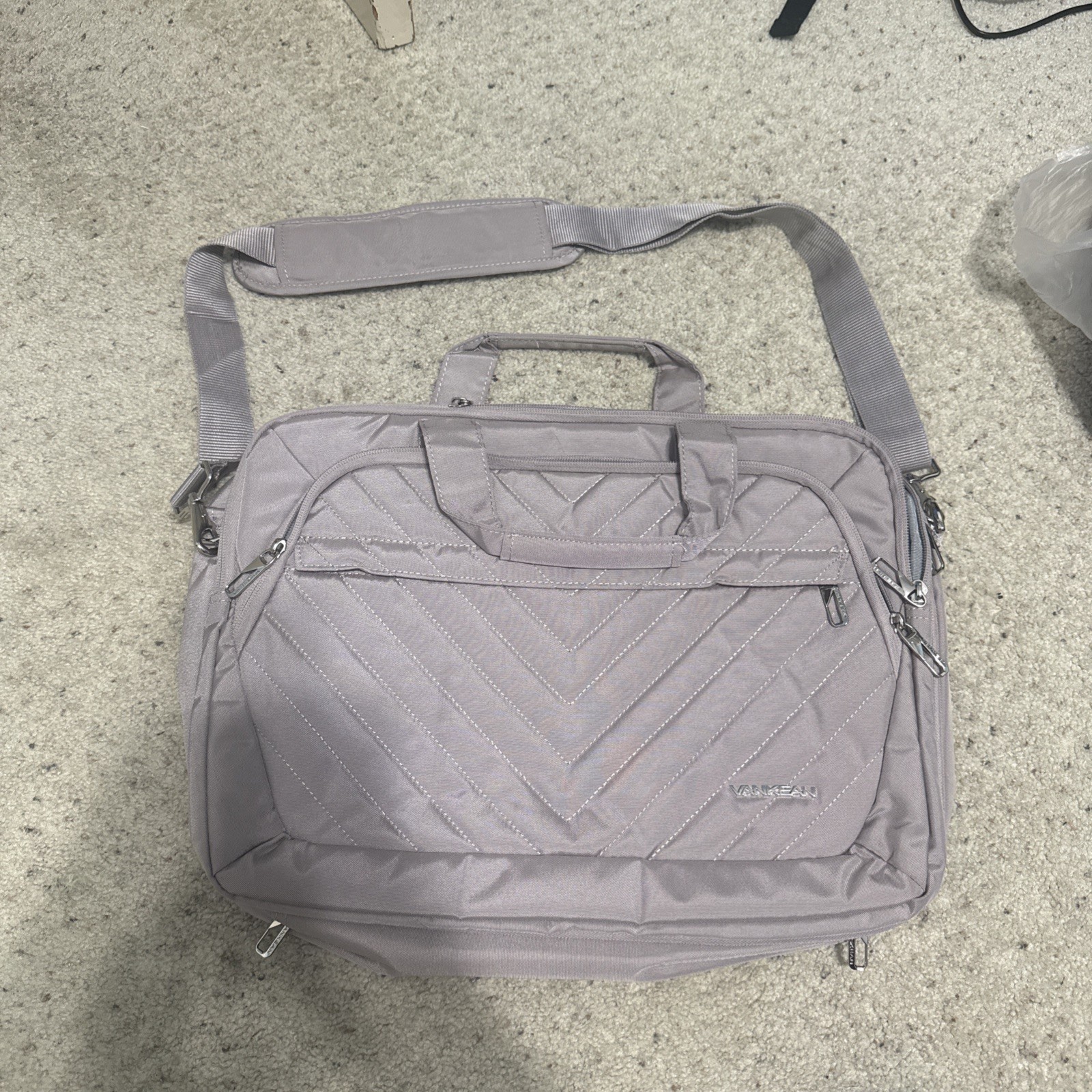 VANKEAN Laptop Bag Gray Padded Briefcase Messenger Shoulder Bag Travel Work