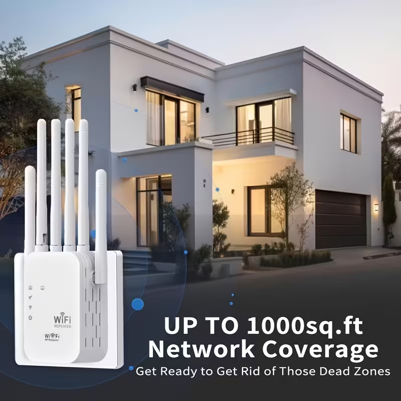 1200Mbps WiFi Extender Booster Dual Band 2.4/5GHz 6 Antenna Wireless Repeater AP