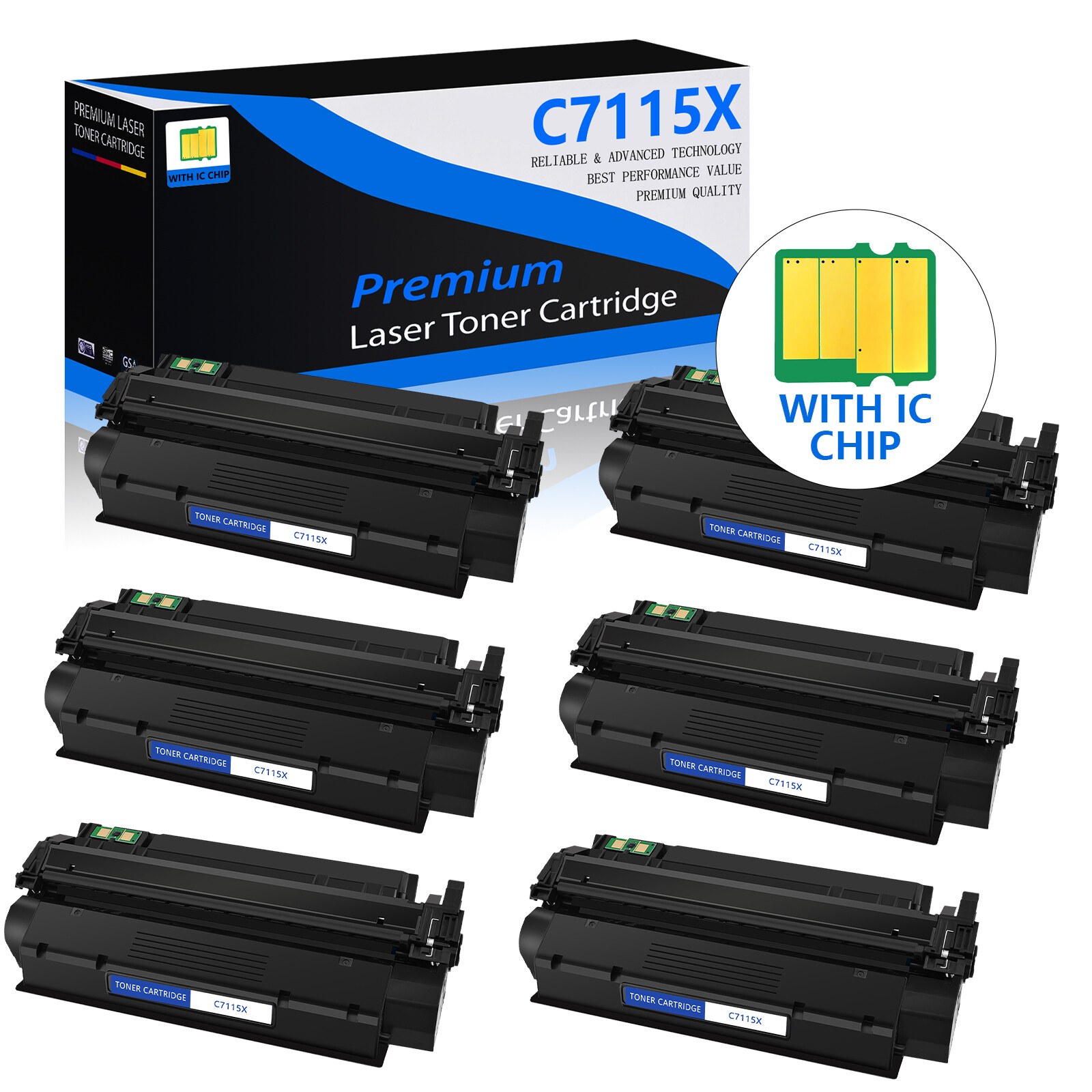 6PK C7115X 15X Toner Cartridge for HP LASER JET 1200 1220 3300 3380 3310 3380