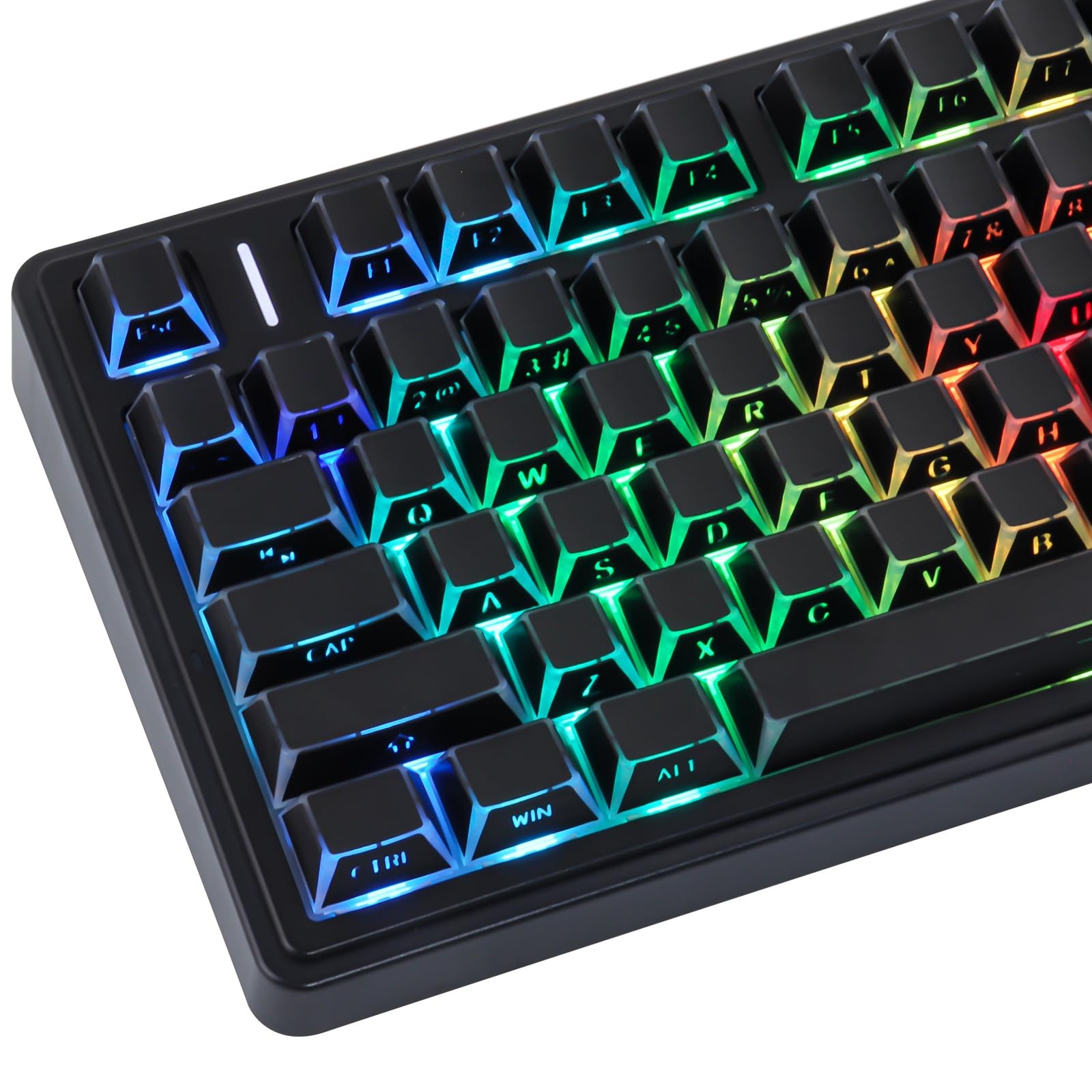136 Keys Black PC PBT Shine Through Translucent Side Printed Custom Keycaps