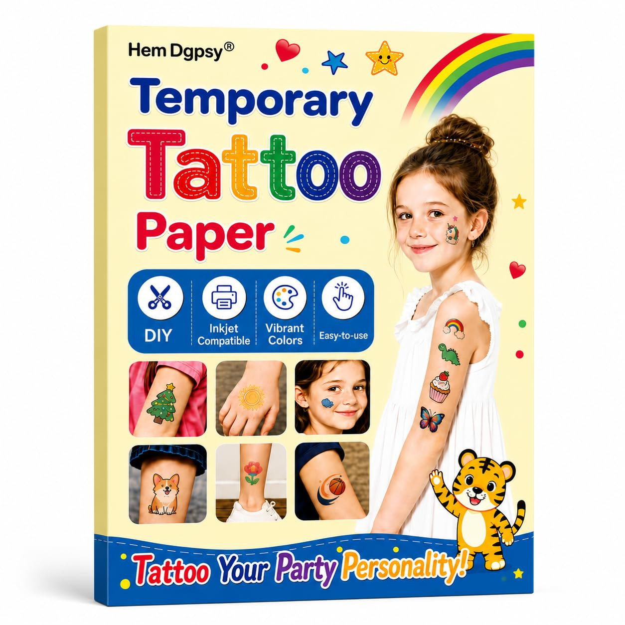 Temporary Tattoo Paper 8.5" X 11", 12 Sheets for Inkjet Printer
