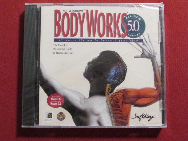 1995 BODY WORKS 5.0 NEW CD-ROM FOR WINDOWS TOUR THE HUMAN BODY ANATOMY SOFTKEY