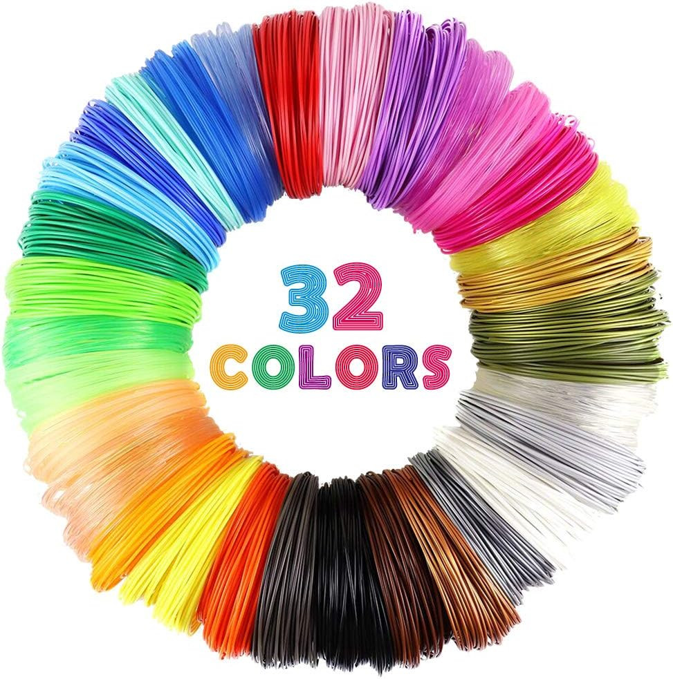 32 Colors 3D Pen PLA Filament Refills, Each Color 10 Feet, Total 320 Feet, Pack 