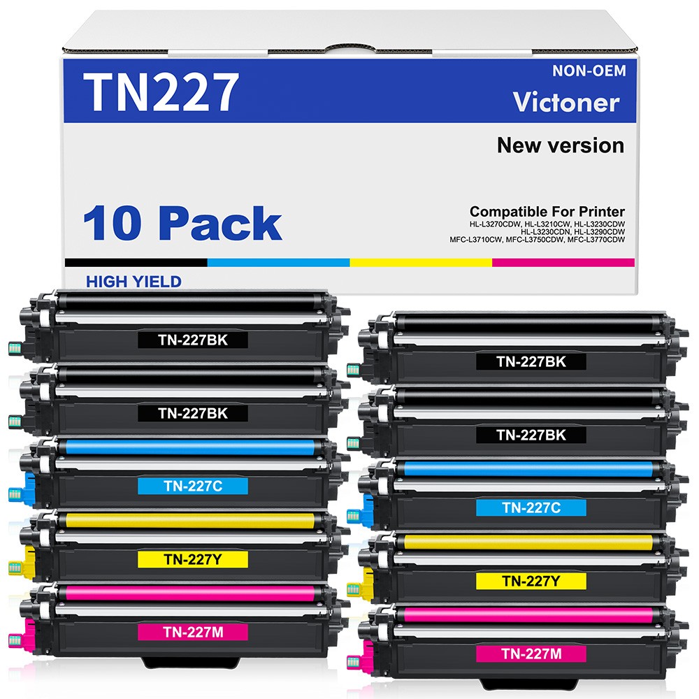 10x TN227 BK/C/M/Y Color Toner Set for Brother TN223 HL-L3210CW HL-L3230CDW
