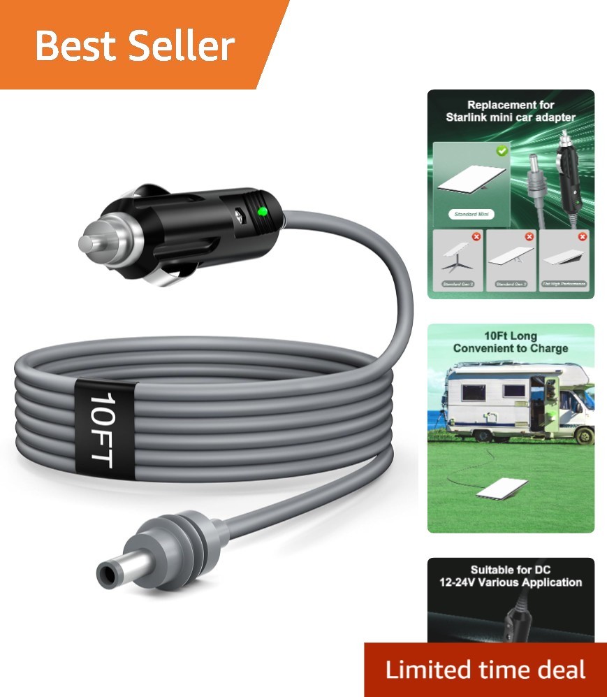 Starlink Mini Car Adapter - 10FT 12V-48V Power Cable for Reliable Connectivity