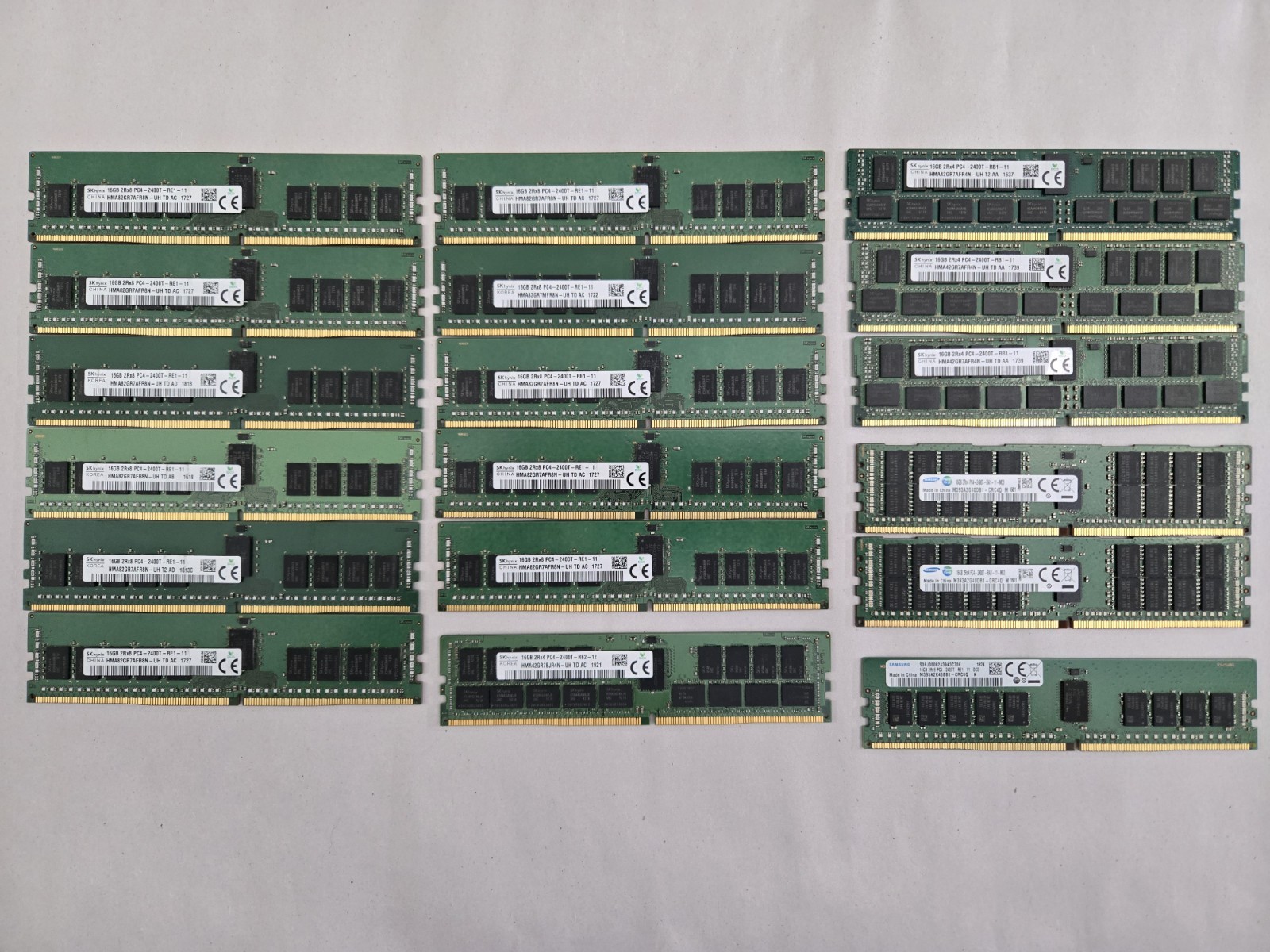 Lot of 18 Various 16GB DDR4 2400T Server RAM. May have damage, not tested.
