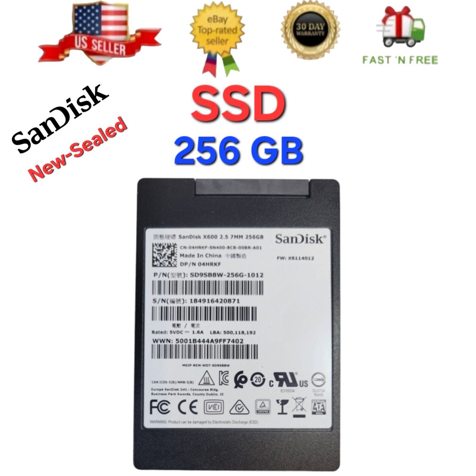 SanDisk X400 2.5 7MM 256GB SD8SB8U-256G-1012 SSD Internal Solid State Drive