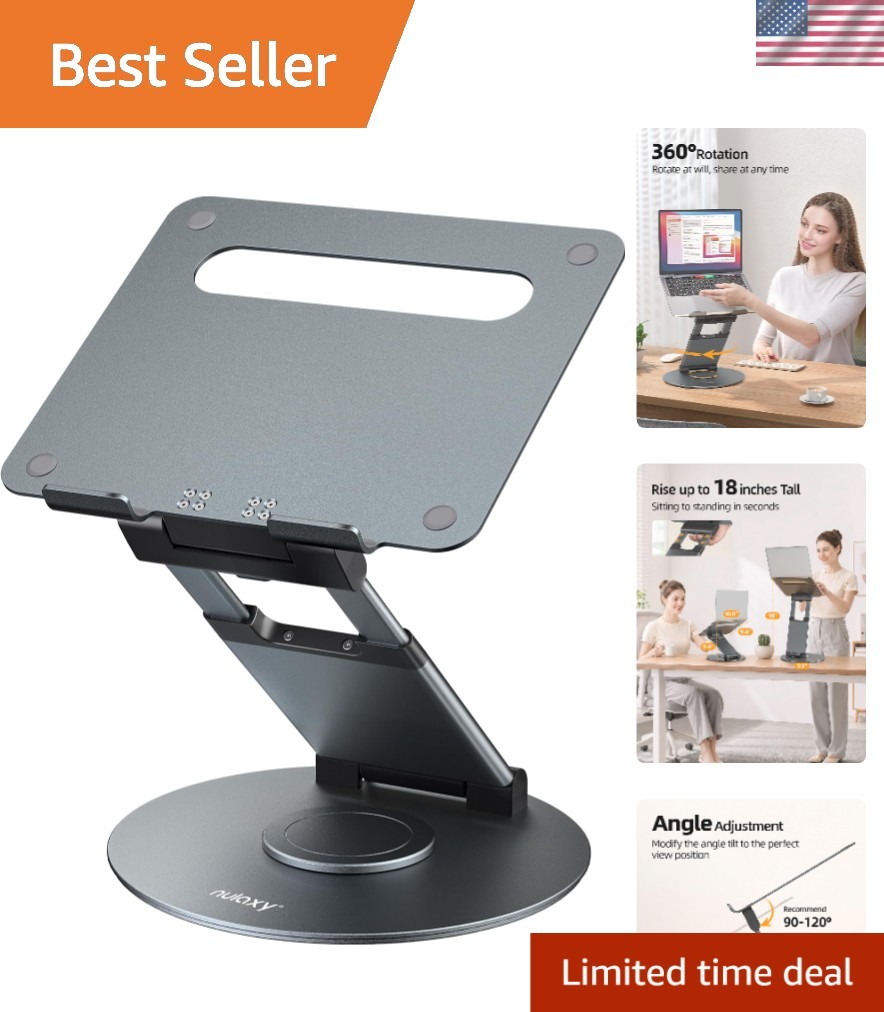 Versatile 360° Rotating Laptop Stand, Adjustable Height for Ultimate Comfort