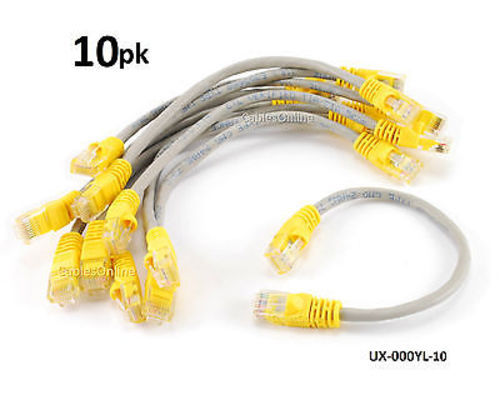 10-PACK 6 inch CAT5e Crossover Ethernet RJ45 Patch Cable, CablesOnline UX-000YL