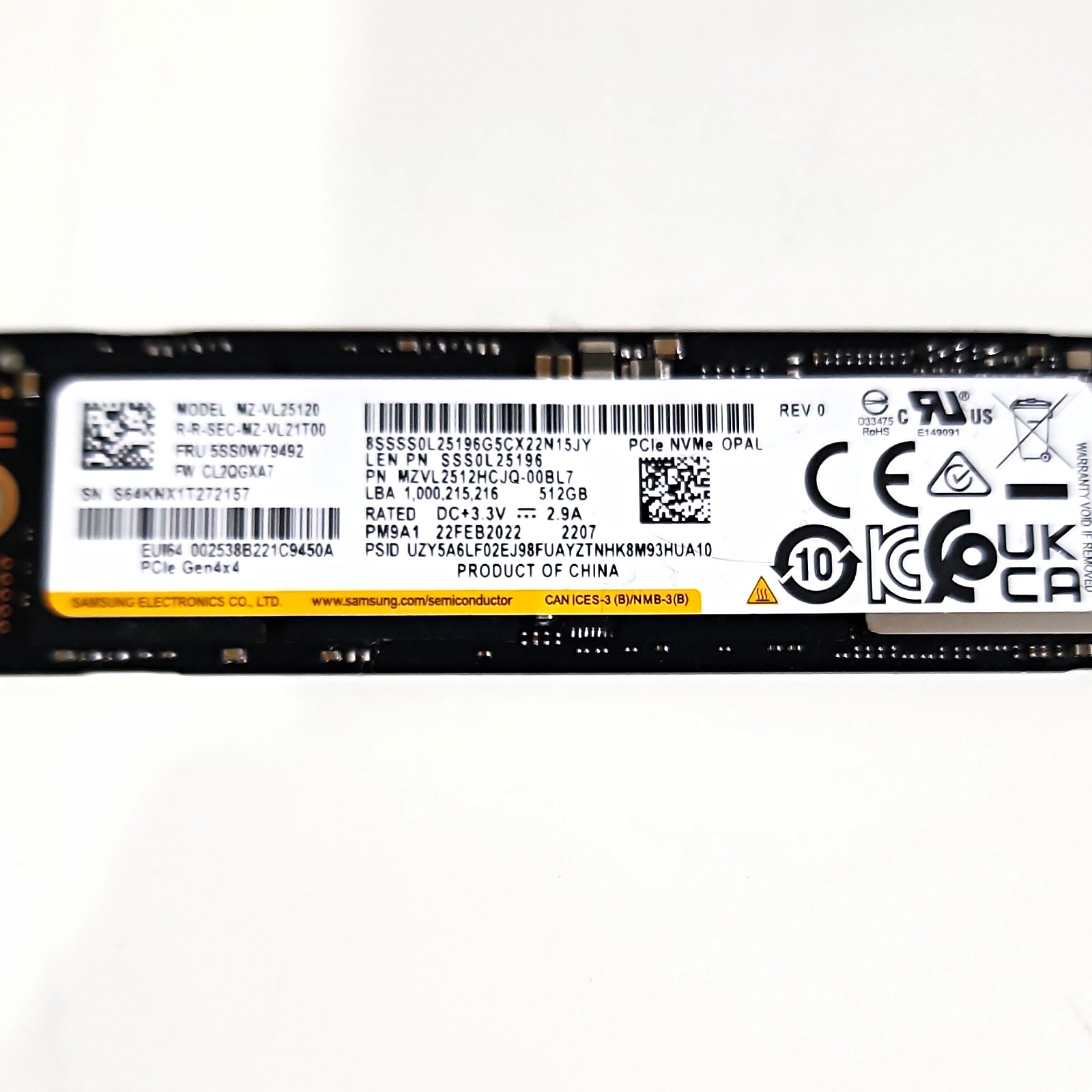 Samsung PM9A1 MZ-VL2512 512GB M.2 2280 PCIe NVMe SSD 7000MB/s OPAL