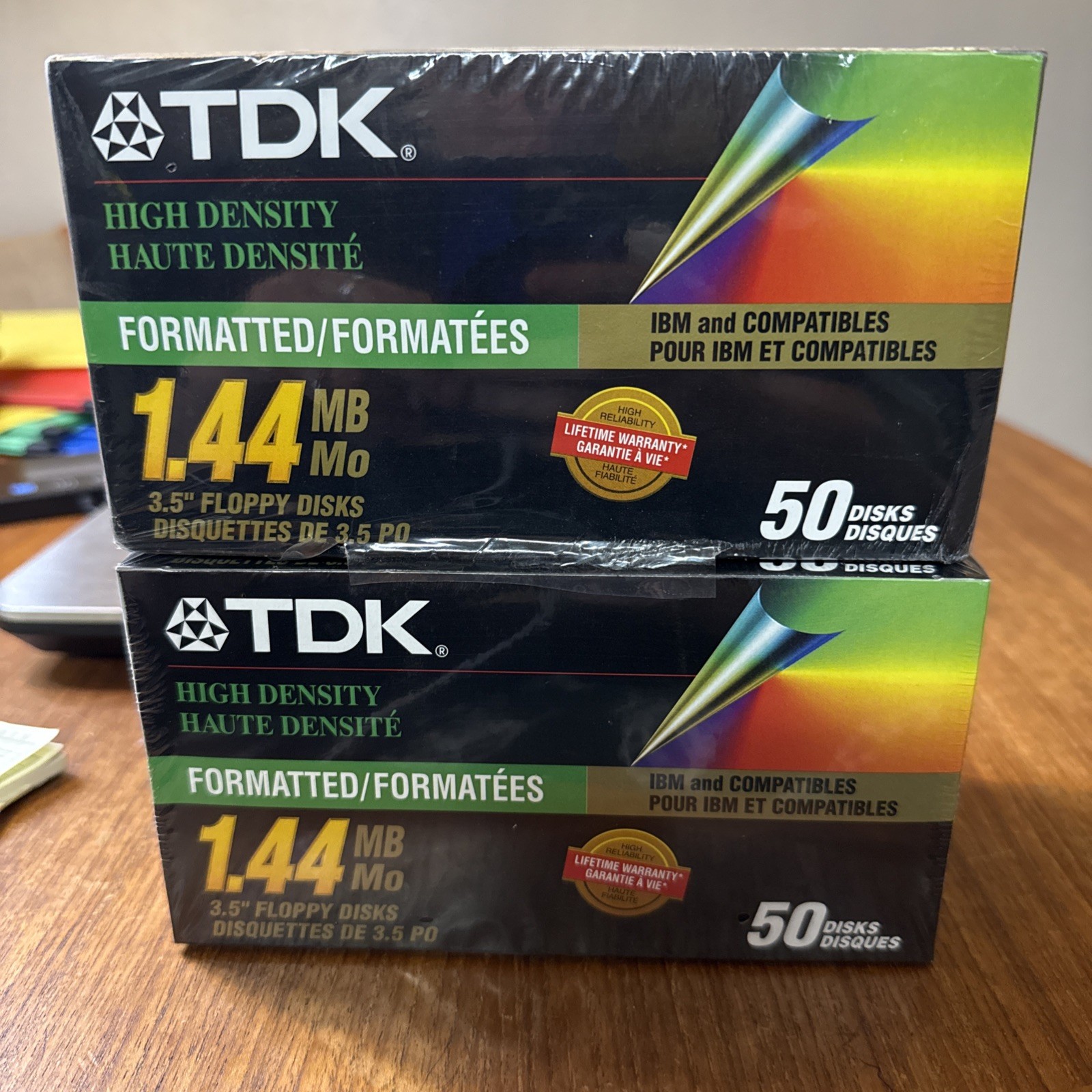 Lot of 2 TDK 1.44MB 3.5” High Density Floppy Disks 50 Pack Sealed IBM PC HD NEW