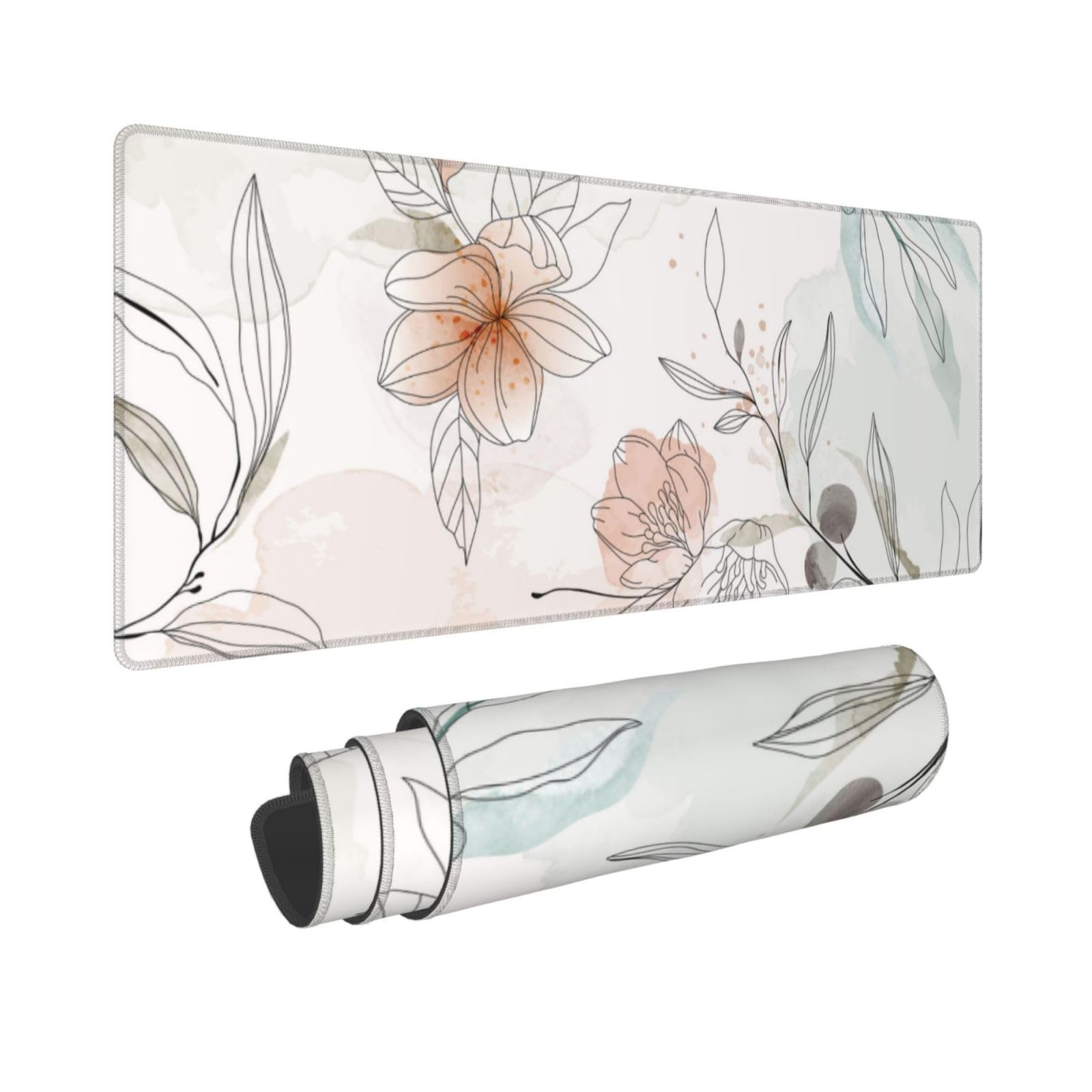 Abstract Art Flowers Desk Mat Watercolor Floral Boho XL Mouse Pad Large Mouse...