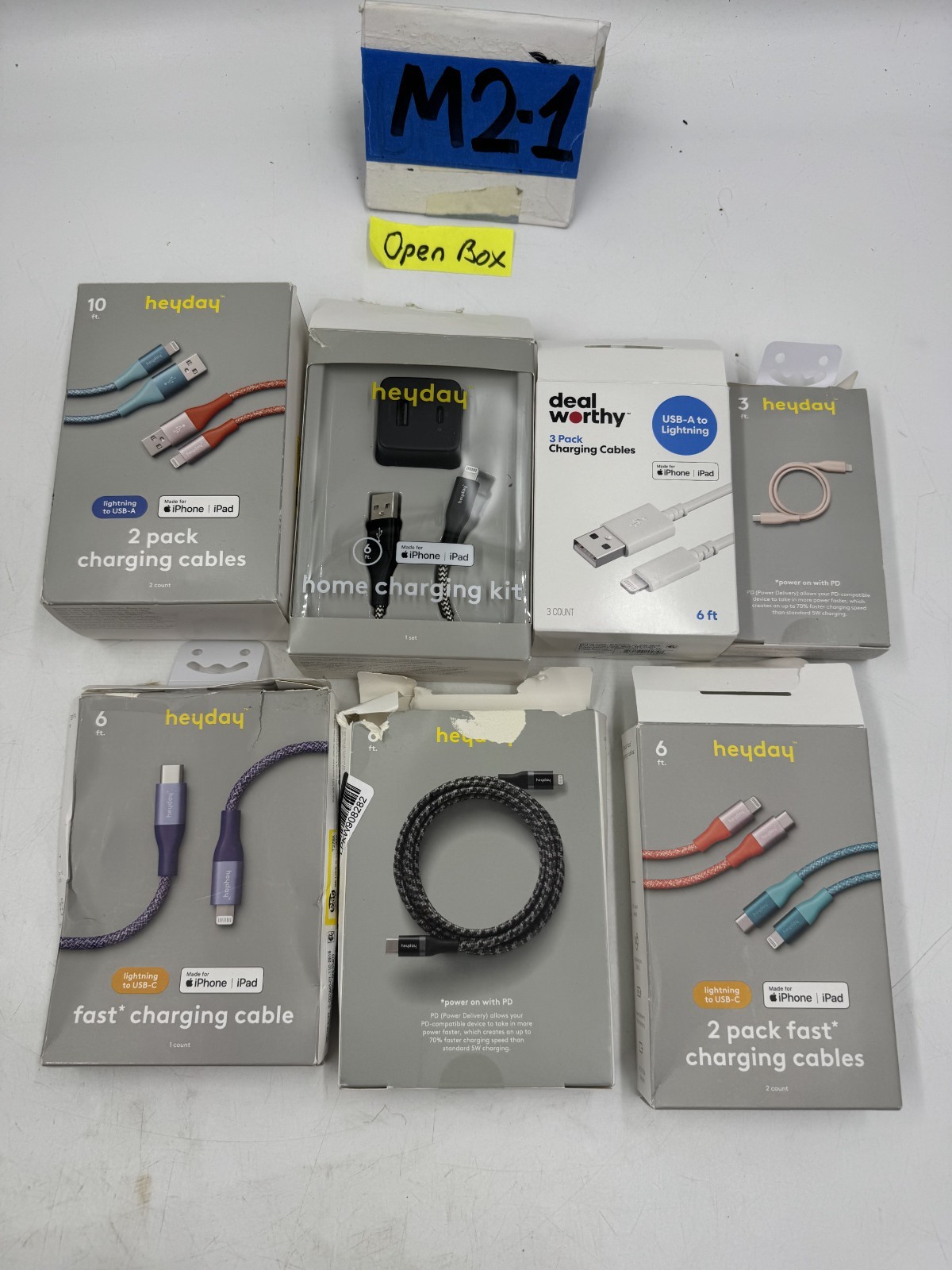 Lot of 7 heyday & dealworthy Charging Cables Home Kit USB-C Open Box