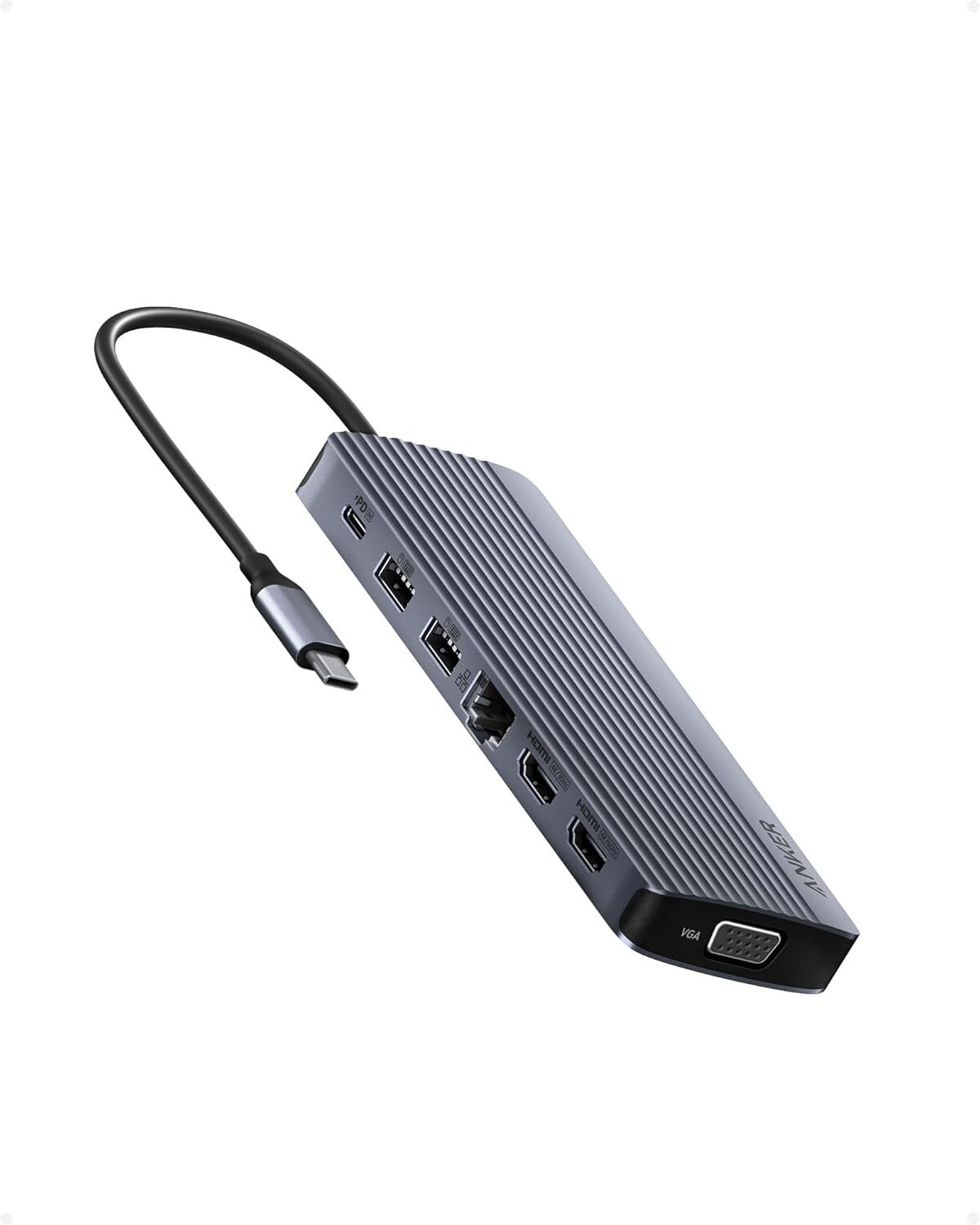 Anker 14in1 USB C Hub Docking Station Triple Display 2x4K HDMI 1080P VGA|Refurb