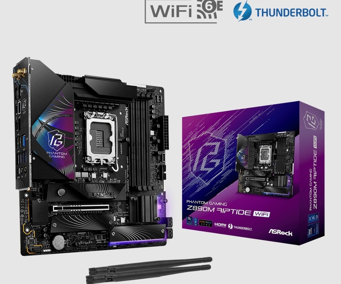 ASRock Z890M RIPTIDE WIFI Intel LGA1851 4xDDR6 Slots HDMI DP 2.5GB Motherboard
