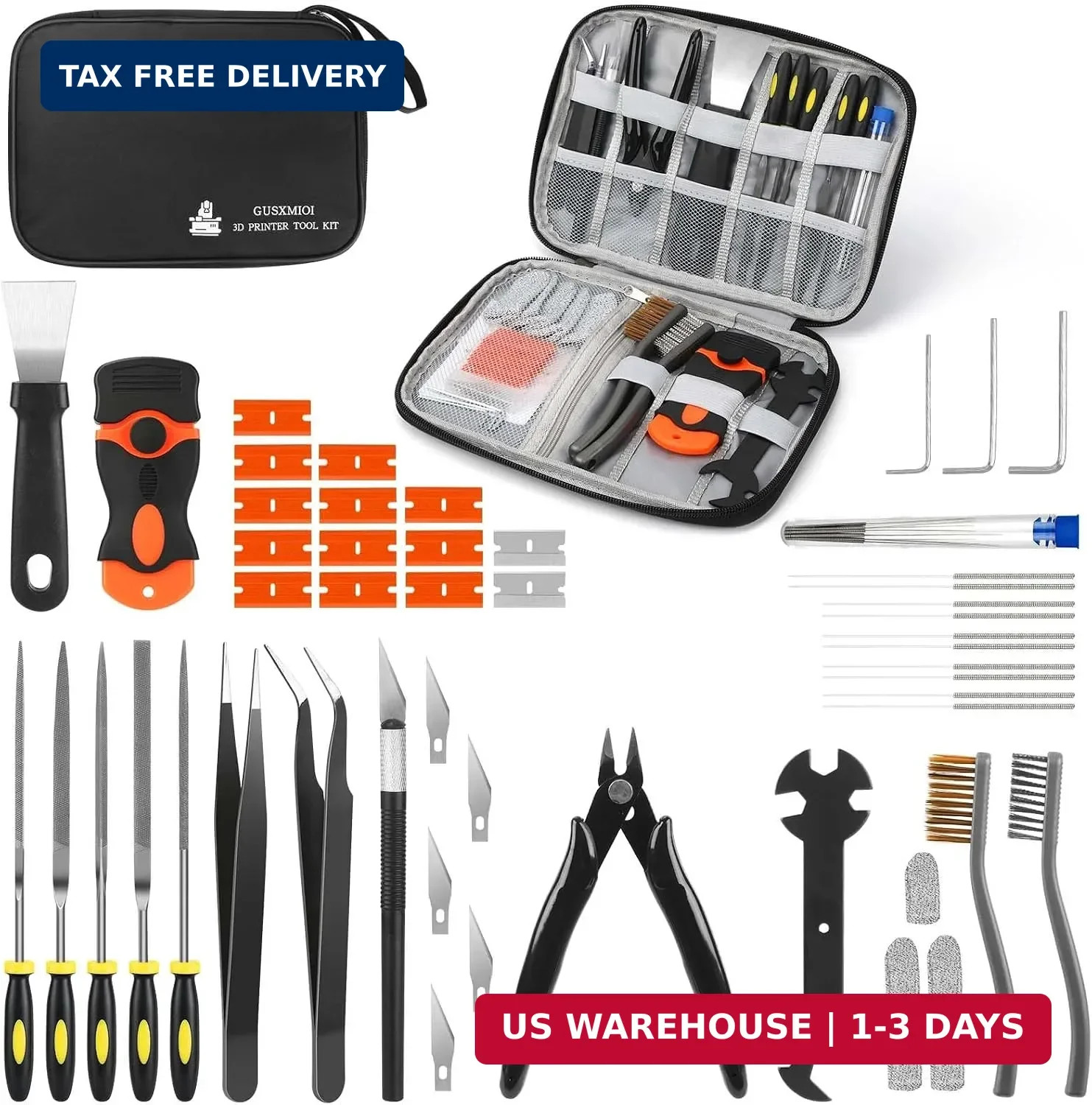 52PCS 3D Printer Tool Kit, FDM SLA Accessories with Tool Pouch