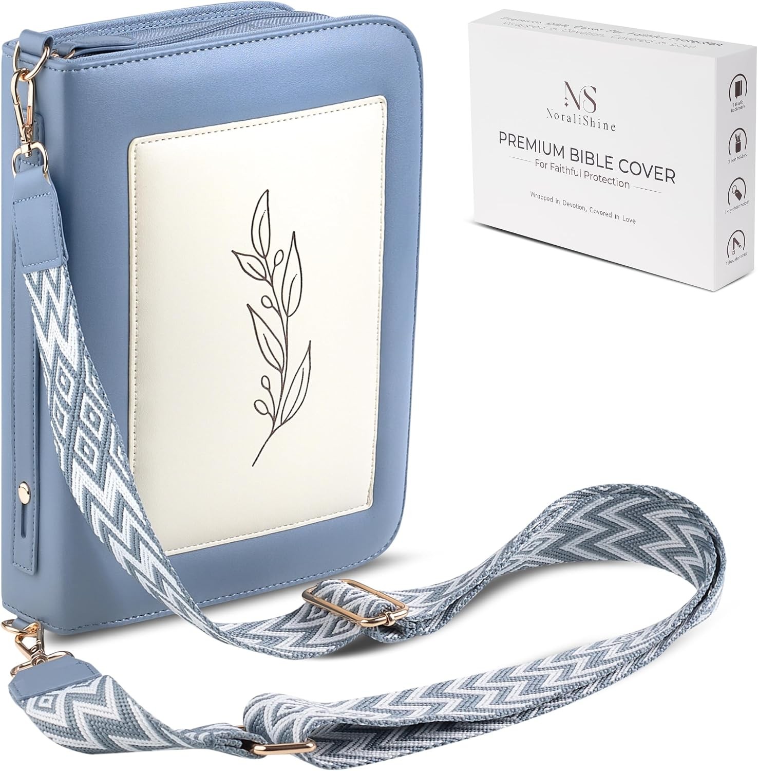 Bible Cover Case for 7 X 9 inch Books, Bible Cases for Woman, Standard PU Grey