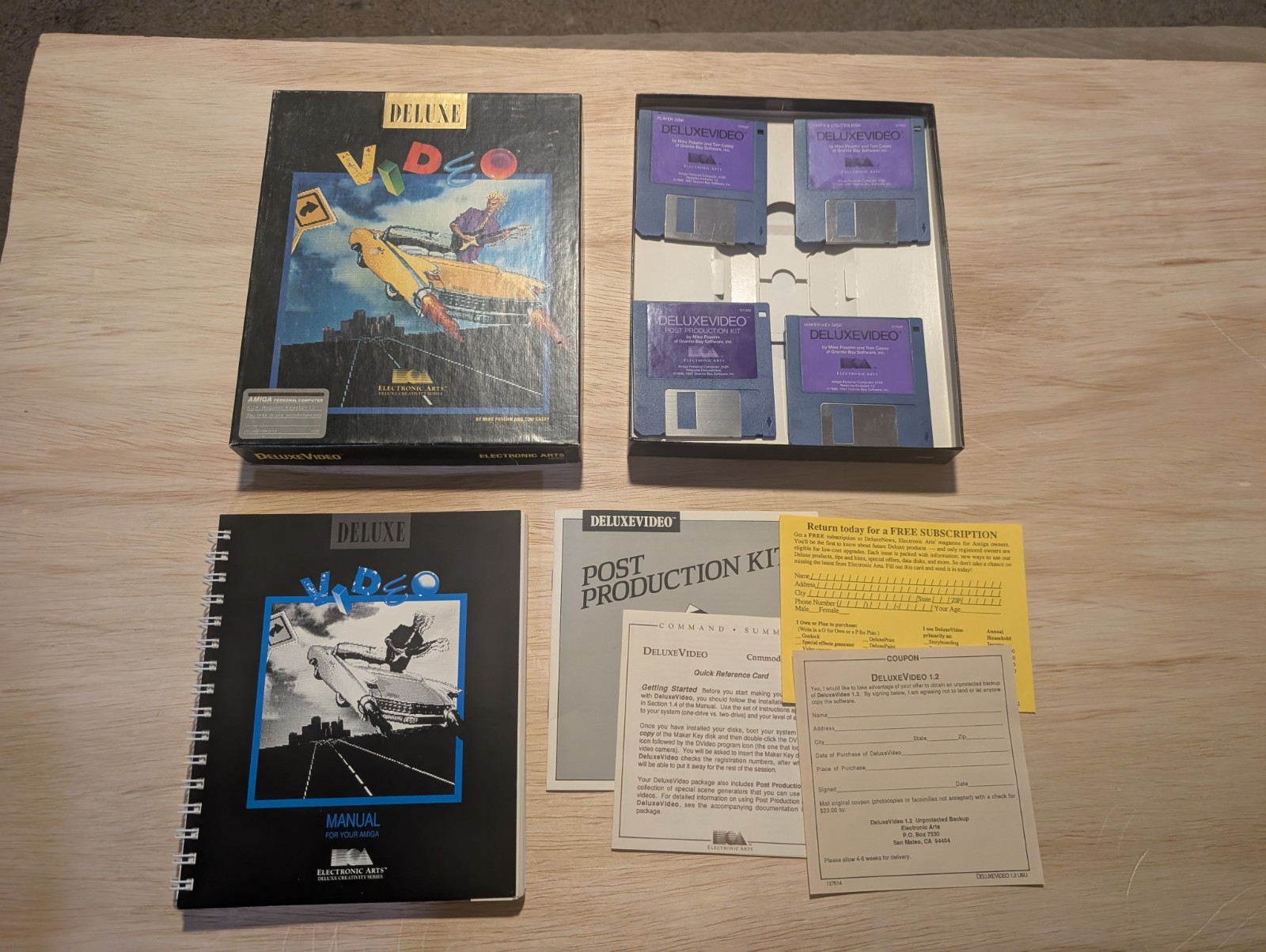 Rare Electronic Arts Deluxe Video for Amiga Computer 3.5 Complete in Big Box 