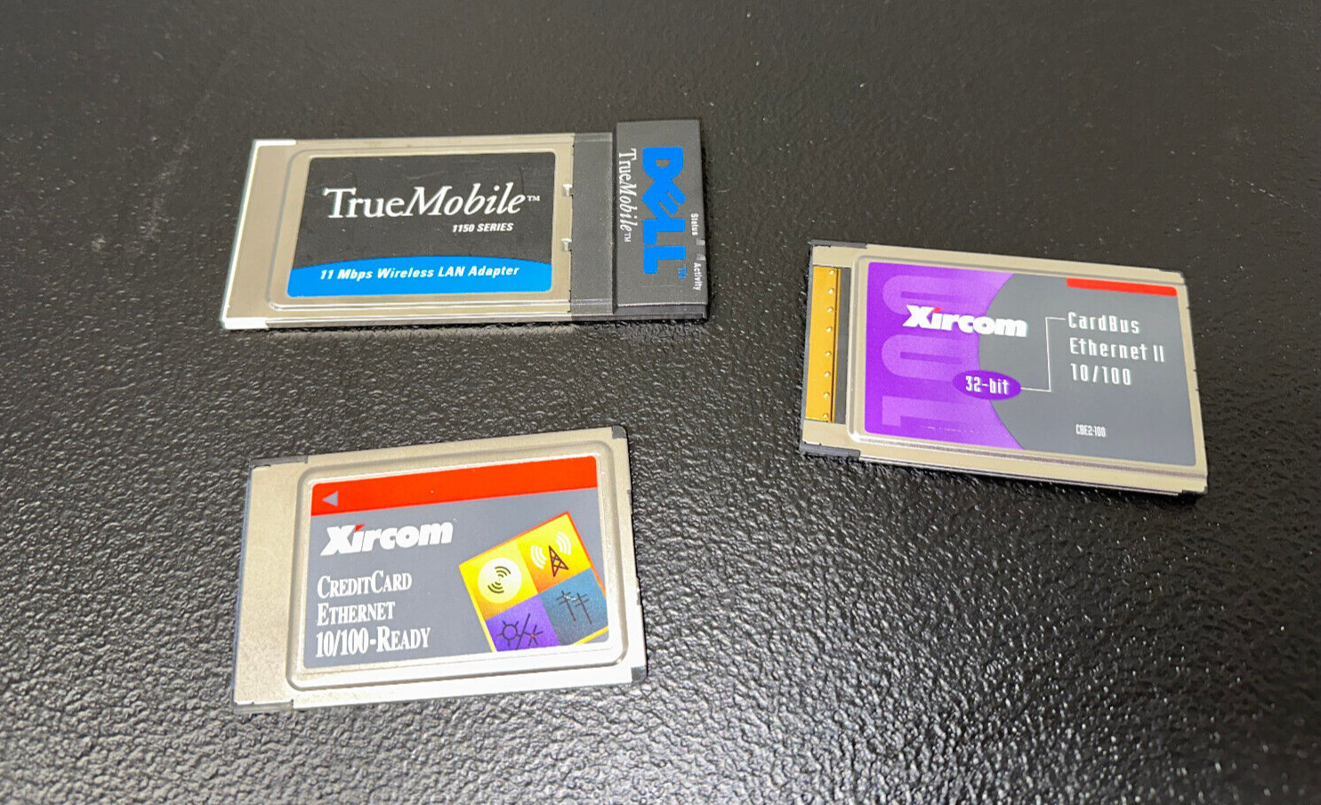 Lot of 3 PCMCIA cards Xircom CBE2-100 , Xircom CE3B-100BTX True Mobile Wireless