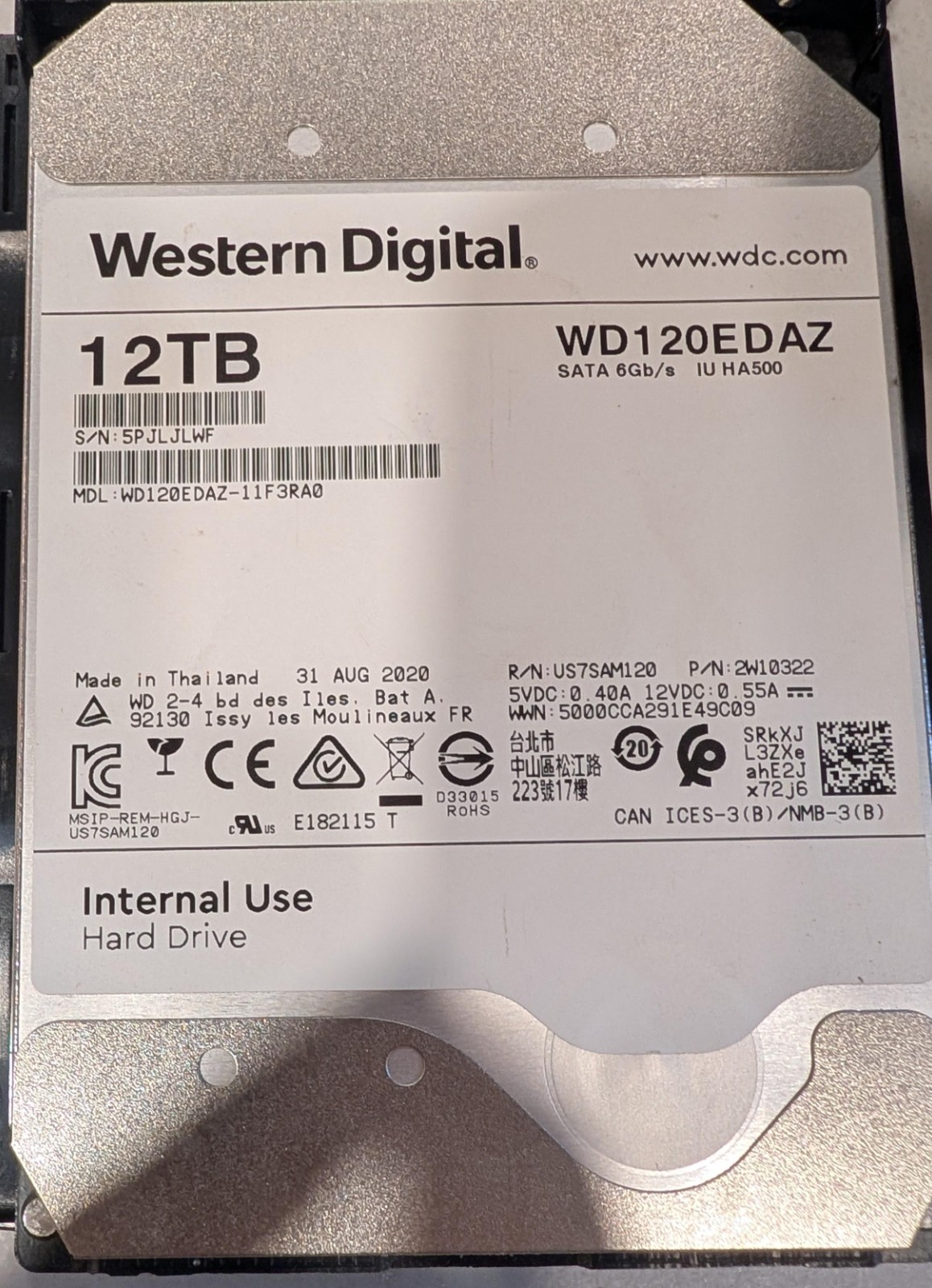 WD 12TB White Label WD120EDAZ 3.5" SATA HDD - SMART Tested, 0 Bad Sectors