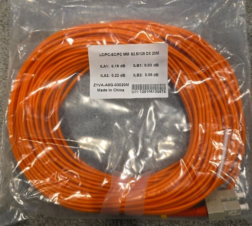 Industrial Fiber Optic Drive Cable - LC/PC SC/PC MM 62.5/125 DX 20M