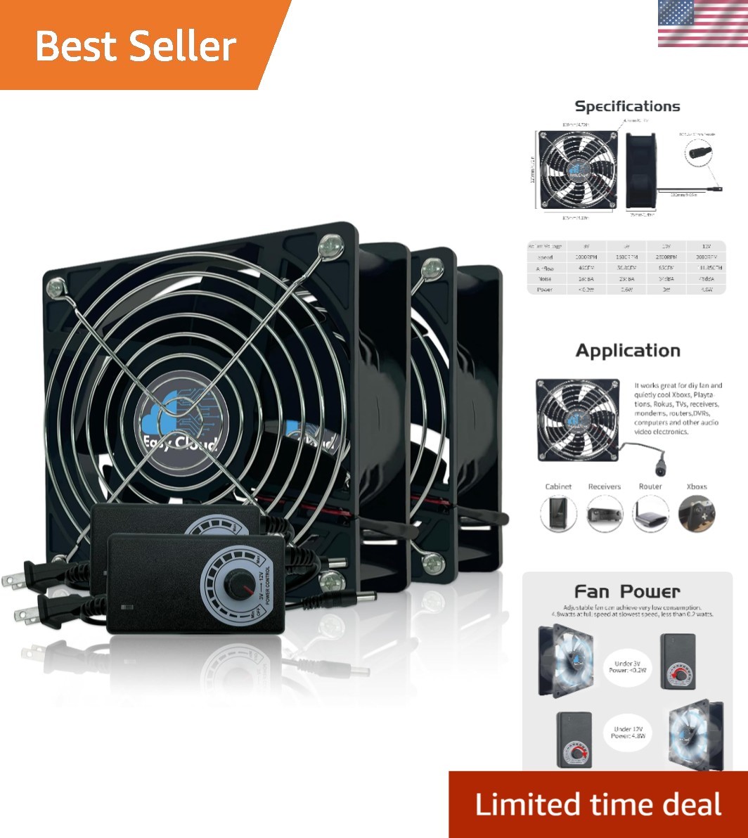 High-Performance 120mm Axial Fan with Speed Control - Ideal for PC & Consoles