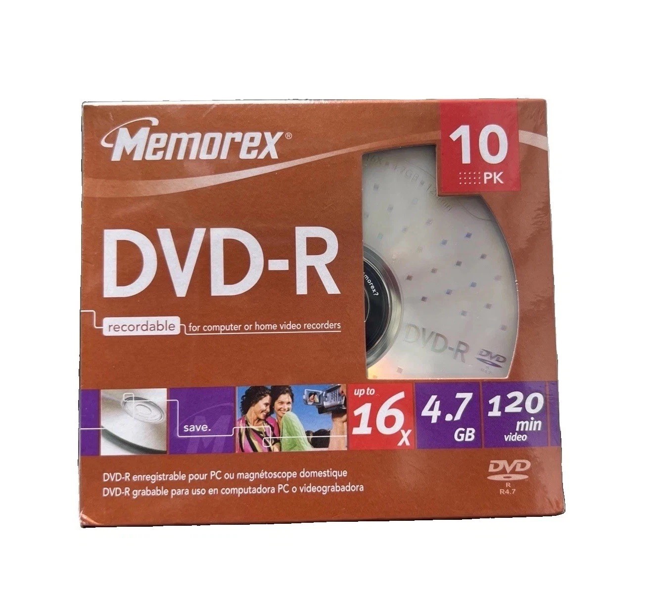 Memorex 10 Pack DVD-R 16x 4.7 GB 120 Minute Recordable Disks,Sealed|FREE SHIP