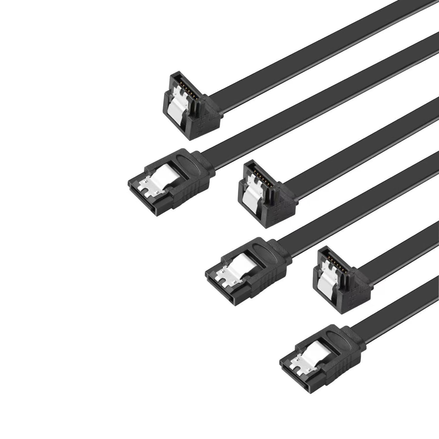 SATA Cable V3.0 11.8 Inches, 3 Pack, Black, Sata III 6Gbps 90 Degree Right