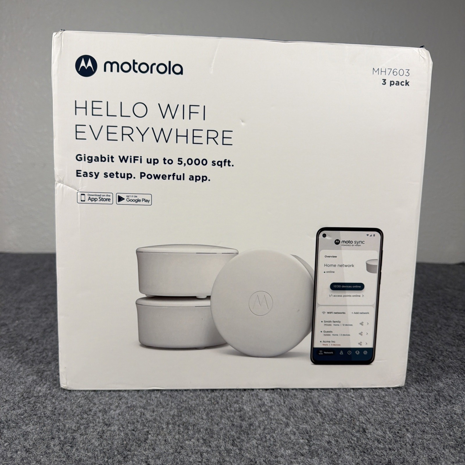 Motorola MH7603 | WiFi 6 Router + Intelligent Mesh System | 3-Pack | Easy Setup