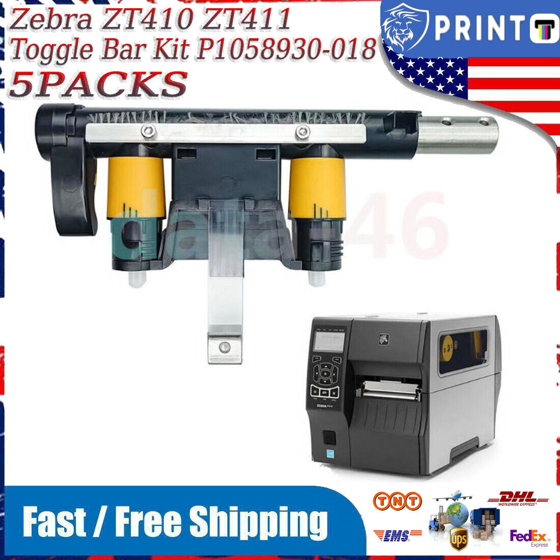5PCS Toggle Bar Kit for Zebra ZT410 ZT411 Thermal Label Printer , P1058930-018