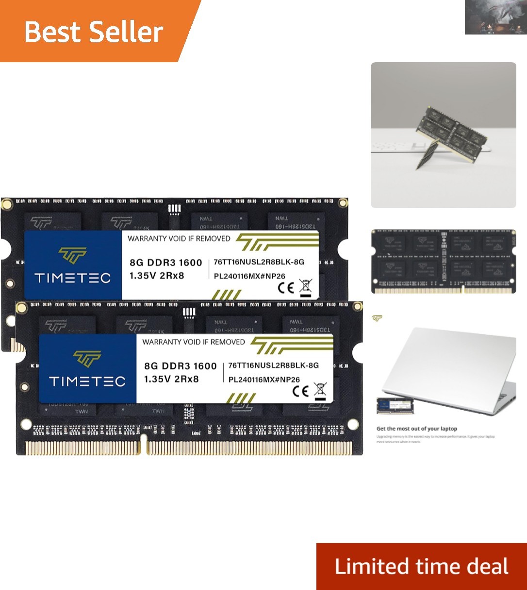 Reliable 16GB DDR3L SODIMM RAM (2x8GB) - 1600MHz for Enhanced Productivity