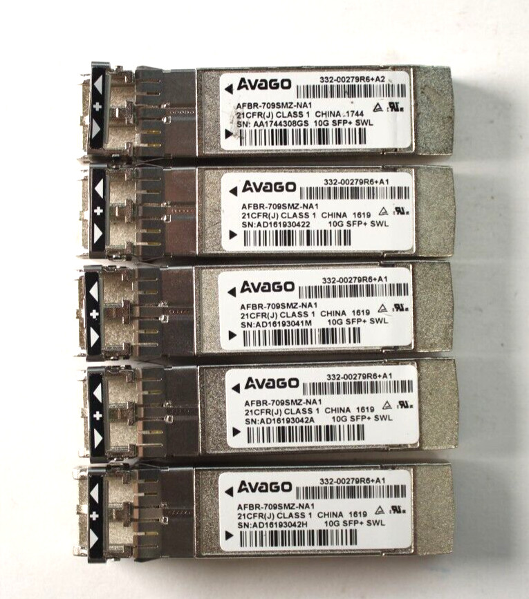 Lot of*5 Avago AFBR-709SMZ-NA1 10G SFP+ SWL 850nm 300M 332-00279R6 Transceiver