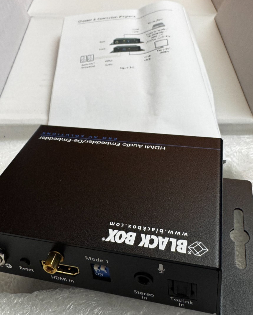 Black Box AEMEX-HDMI-R2 HDMI Audio Enbedder/De-Enbedder. Brand New