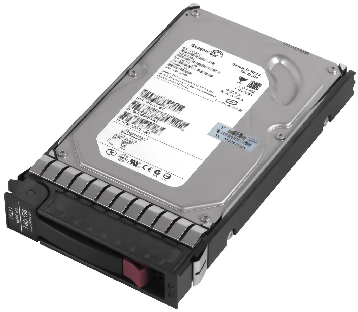 HARD DRIVE HP 407525-002 397552-001 ST3160812AS 160GB 7.2K 8MB SATA II 3.5'' 