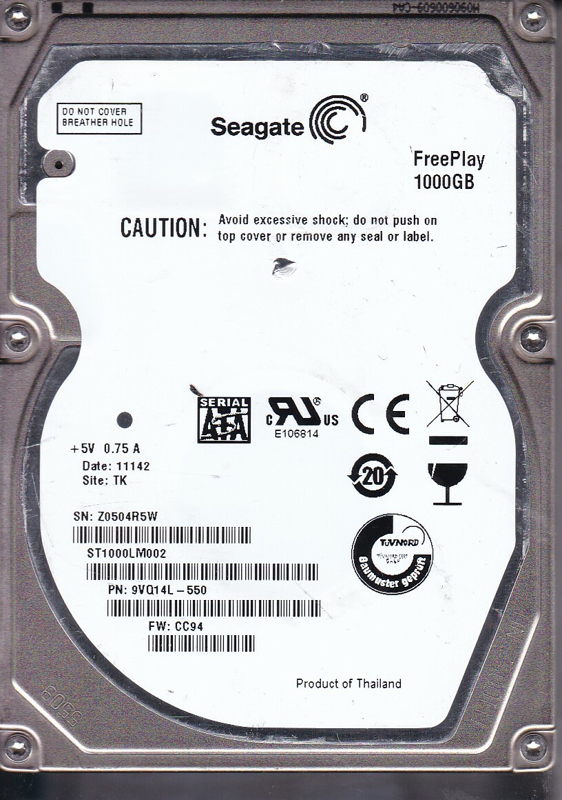 ST1000LM002 pn: 9VQ14L-550 fw: CC94 TK sn: Z05 SATA 1TB 2.5"  B5-19